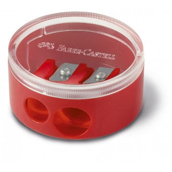 Ascutitoare plastic dubla cu container twist off rosie/albastra