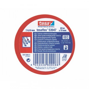 Banda adeziva electroizolatoare 20m*19mm rosie tesa