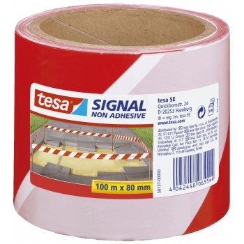 Banda non adeziva avertizare rosu/alb 100m 80mm tesa