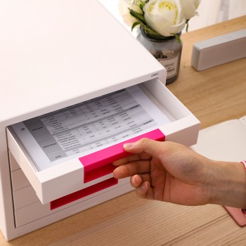 Cabinet 5 sertare alb/roz deli