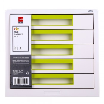 Cabinet 5 sertare alb/vernil deli