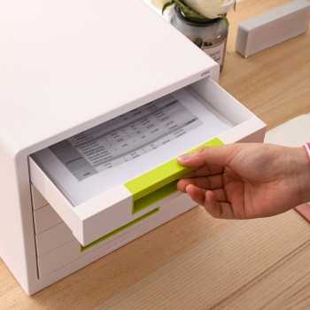 Cabinet 5 sertare alb/vernil deli