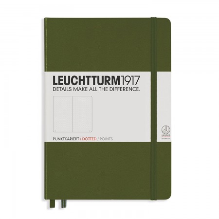 Caiet a5 punctat coperta rigida verde army leuchtturm