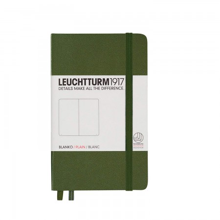 Caiet a6 velin coperta rigida verde army leuchtturm