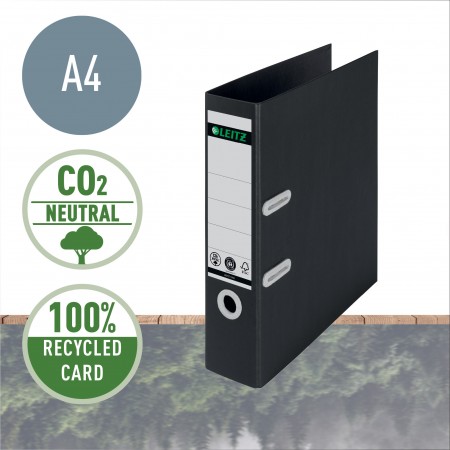 Biblioraft plastifiat 8cm 180grade negru recycle fsc leitz