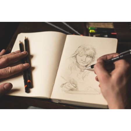 Blister creion mecanic 0.7mm profesional negru +mine + 2 radiere derwent