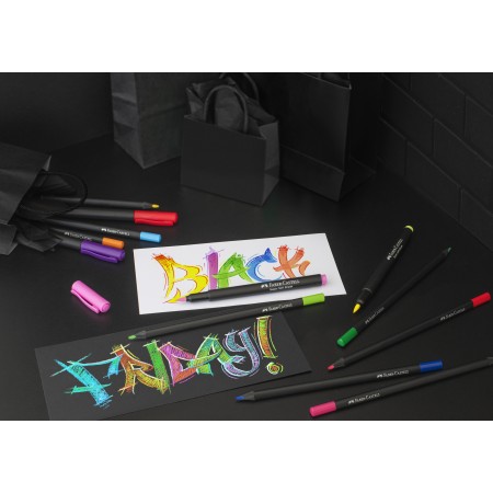 Brush pens black edition set 20 culori faber-castell