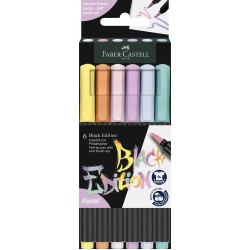 Brush pens black edition set 6 culori pastel faber-castell