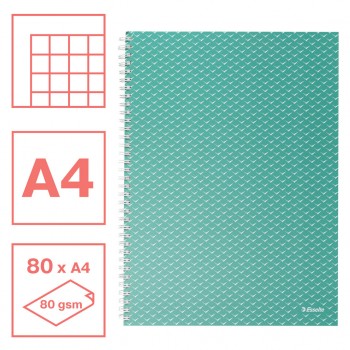 Caiet birou spira a4 80 file aritmetica verde coperta carton colour'breeze esselte