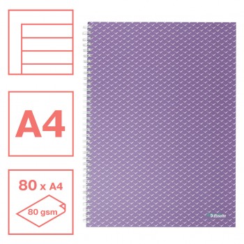 Caiet birou spira a4 80 file dictando lavanda coperta carton colour'breeze esselte