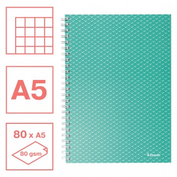 Caiet birou spira a5 80 file aritmetica verde coperta carton colour'breeze esselte