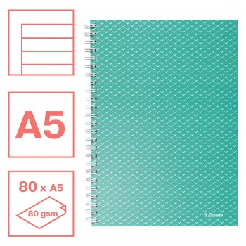 Caiet birou spira a5 80 file dictando verde coperta carton colour'breeze esselte