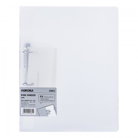 Caiet mecanic a4 2 inele 15mm/20mm coperta flexibila alb translucid deli