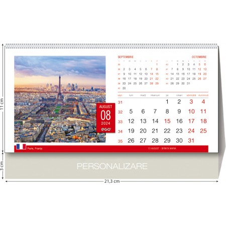 Calendar birou orasele lumii 13 file 213 x 110 mm ego
