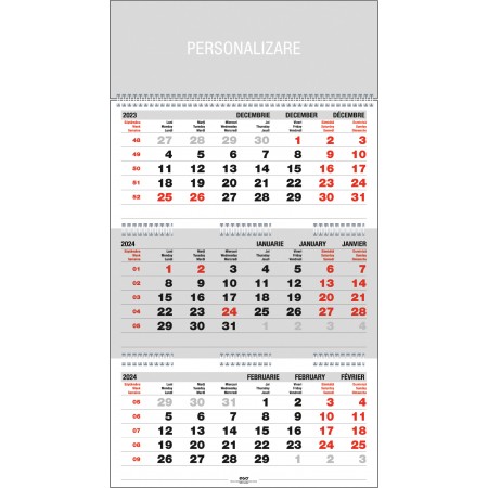 Calendar perete triptic pliat 3 x 12 file 330 x 480 mm ego