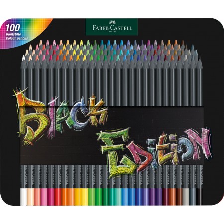 Creioane colorate 100 culori black edition cutie metal faber-castell