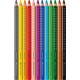 Creioane colorate 12 culori + ascutitoare jumbo grip faber-caste
