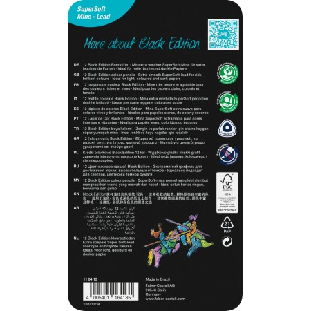 Creioane colorate 12 culori black edition cutie metal faber-castell