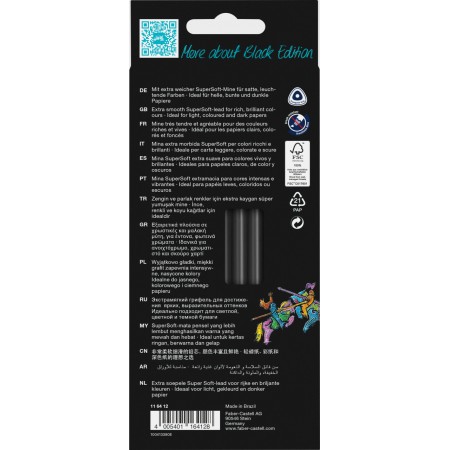 Creioane colorate 12 culori black edition faber-castell