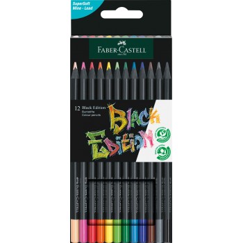 Creioane colorate 12 culori black edition faber-castell