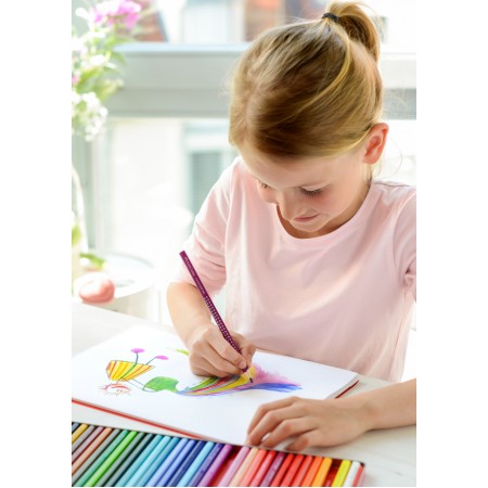 Creioane colorate 12 culori cutie metal grip 2001 faber-castell