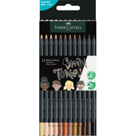 Creioane colorate 12 culori skin tones black edition faber-castell Creioane colorate 12 culori skin tones black edition faber-castell