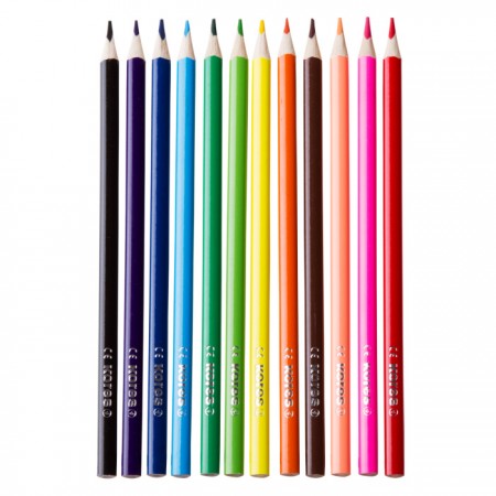 Creioane colorate 12 culori triunghiulare eco kores