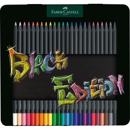 Creioane colorate 24 culori black edition cutie metal faber-castell Creioane colorate 24 culori black edition cutie metal faber-castell