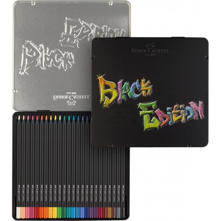 Creioane colorate 24 culori black edition cutie metal faber-castell Creioane colorate 24 culori black edition cutie metal faber-castell