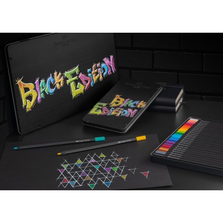 Creioane colorate 24 culori black edition cutie metal faber-castell Creioane colorate 24 culori black edition cutie metal faber-castell