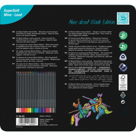 Creioane colorate 24 culori black edition cutie metal faber-castell Creioane colorate 24 culori black edition cutie metal faber-castell