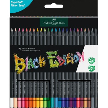 Creioane colorate 24 culori black edition faber-castell