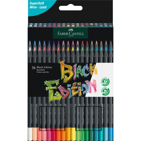 Creioane colorate 36 culori black edition faber-castell