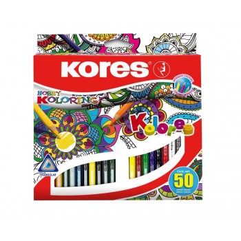 Creioane colorate 50 culori triunghiulare kores