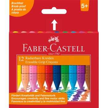 Creioane colorate plastic 12 culori grip faber-castell