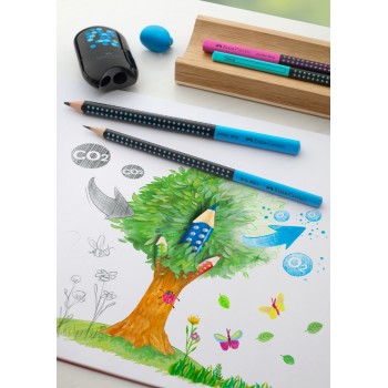 Creion grafit b jumbo grip two tone negru-albastru 2022 faber-castell