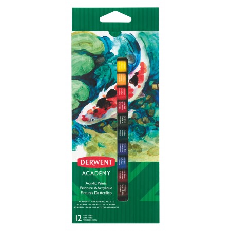 Culori acrilice 12 ml 12 culori derwent academy