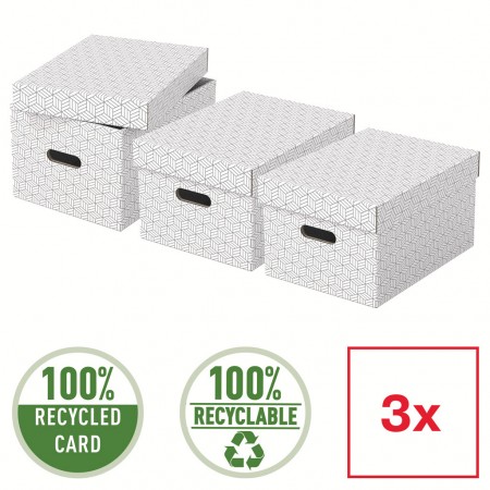 Cutie depozitare cu capac 36 x 26 x 20 cm alba recycled fsc 3/set esselte Cutie depozitare cu capac 36 x 26 x 20 cm alba recycled fsc 3/set esselte
