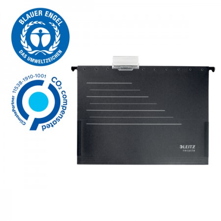 Dosar suspendabil cu burduf negru alpha recycle leitz