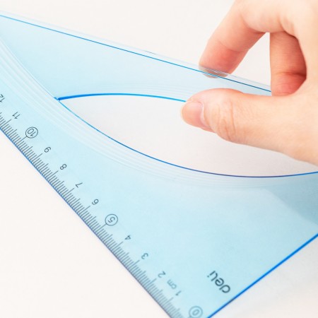 Echer 12cm 45grade albastru transparent deli