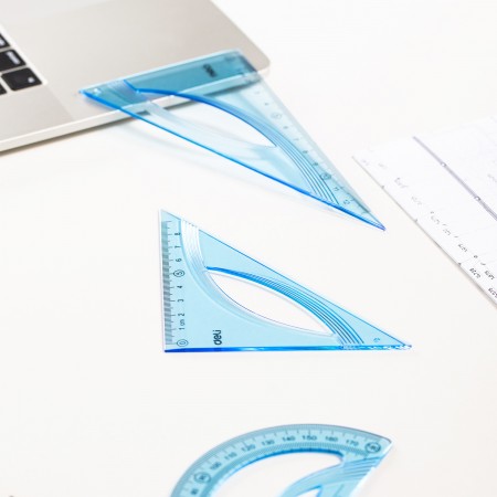 Echer 12cm 45grade albastru transparent deli