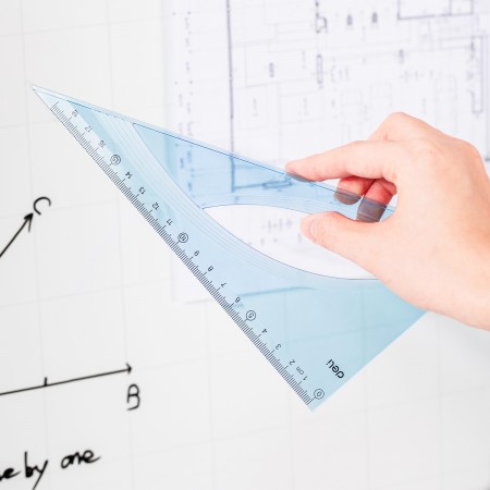 Echer 18 cm 60 grade albastru transparent deli