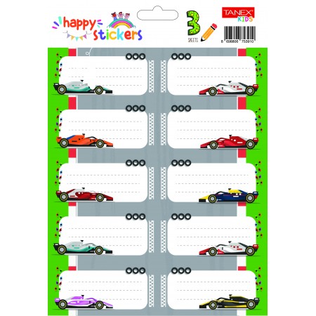 Etichete scolare 30/set masini de curse tls-749 tanex