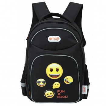Ghiozdan gimnaziu emoji clasic negru 3 fermoare pigna