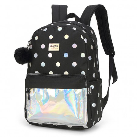 Ghiozdan gimnaziu holografic negru argintiu 2 fermoare pigna