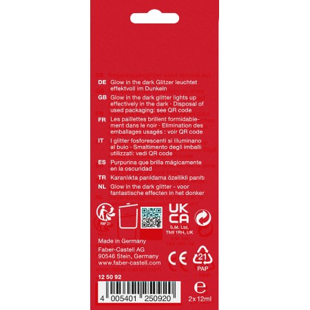 Glitter glow in the dark set 2x12 ml faber-castell
