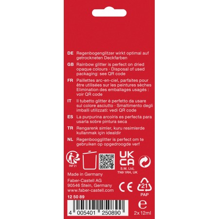 Glitter rainbow set 2x12 ml faber-castell