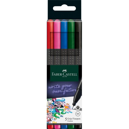 Liner 0.4mm set 5 buc basic grip faber-castell