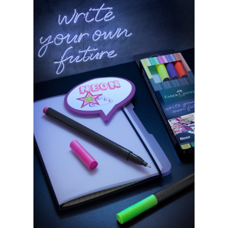 Liner 0.4mm set 5 buc neon grip faber-castell
