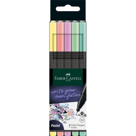 Liner 0.4mm set 5 buc pastel grip faber-castell